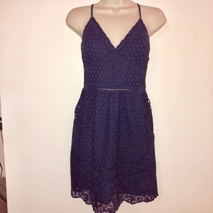 ABERCROMBIE & FITCH dk blue lace dress/CUTE!